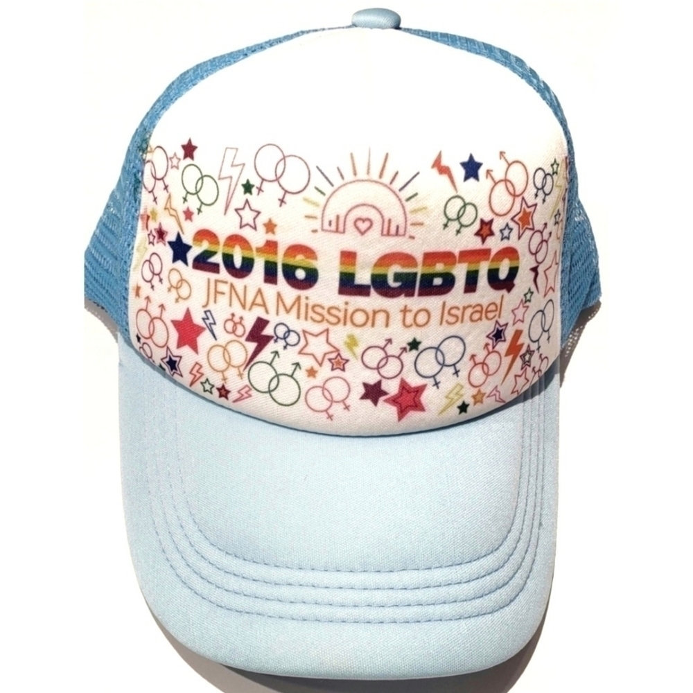 LGBTQ Mission To‎ Israel 2016 JFNA Adjustable Snap Back Cap Light Blue